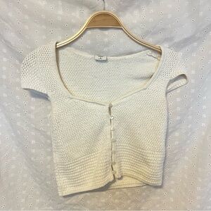 Abercrombie & Fitch White Cap Sleeve Ribbed Crop Blouse
